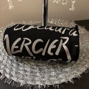 Laura Mercier Black and Light Grey Canvas Makeup Bag